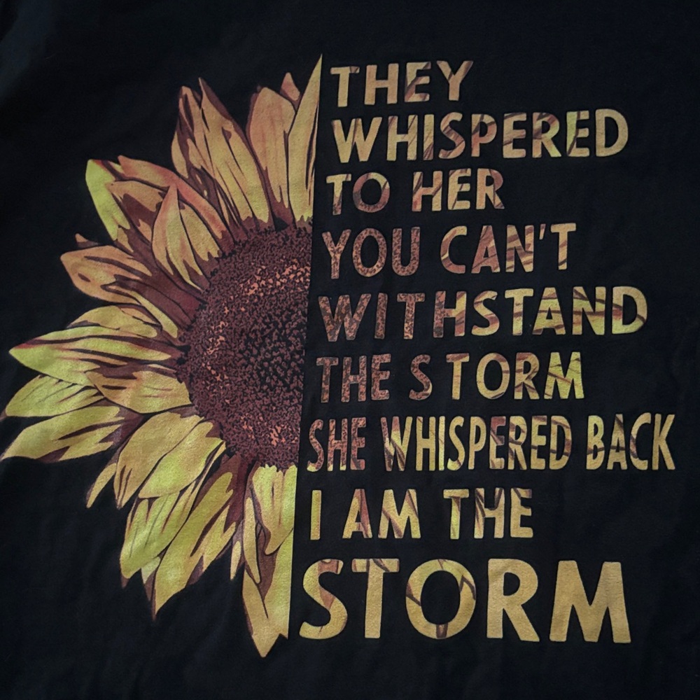 Port and Company Black Tee with Sunflower Design - Picture 5 of 5